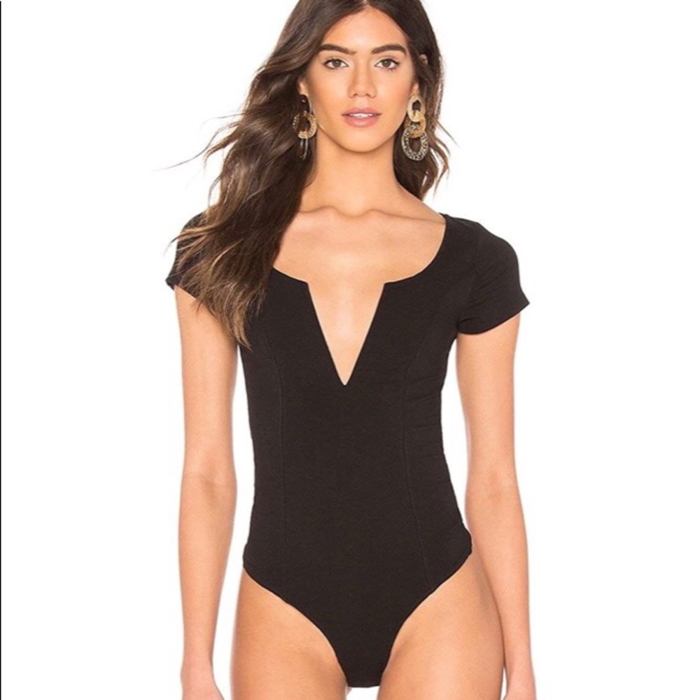Free People Deep Conversation V-neck Plunge Bodysuit